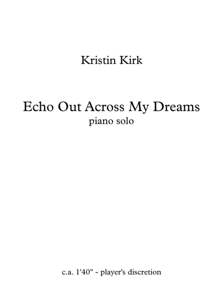 Echo Out Across My Dreams Sheet Music