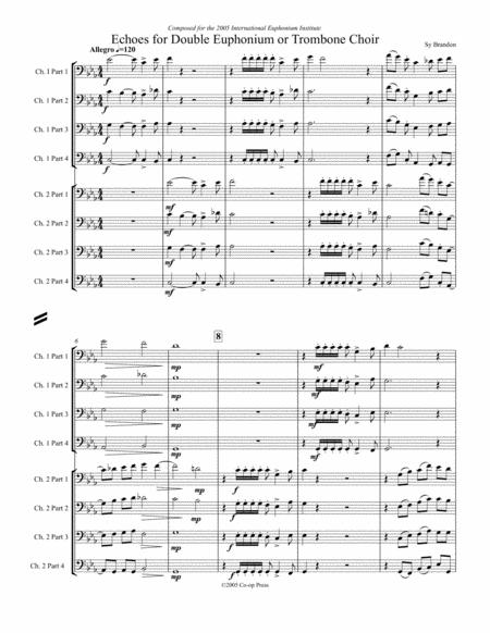 Echoes For Double Euphonium Or Trombone Choir Sheet Music