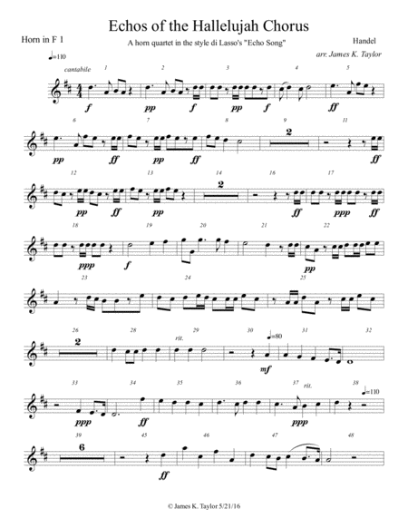 Echos Of The Hallelujah Chorus In The Style Of Di Lassos Echo Song Sheet Music