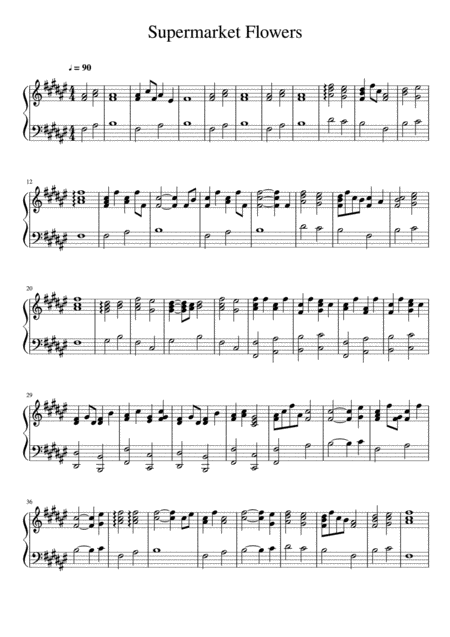 Free Sheet Music Ed Sheeran Supermarket Flowers Piano Accompaniment