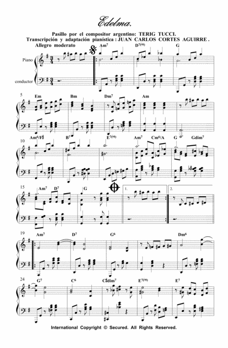 Free Sheet Music Edelma Pasillo Instrumental Por Terig Tucci