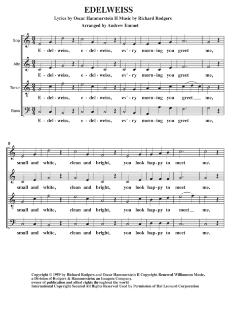 Edelweiss A Cappella Sheet Music