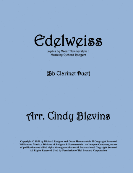 Edelweiss Arranged For Bb Clarinet Duet Sheet Music