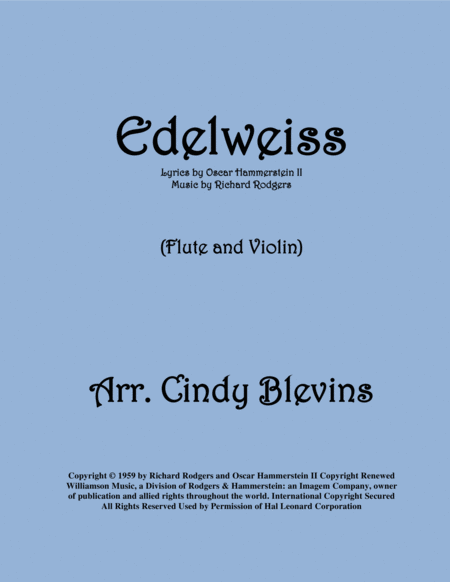 Edelweiss Arranged For Flute And Violin Sheet Music