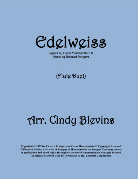 Free Sheet Music Edelweiss Arranged For Flute Duet
