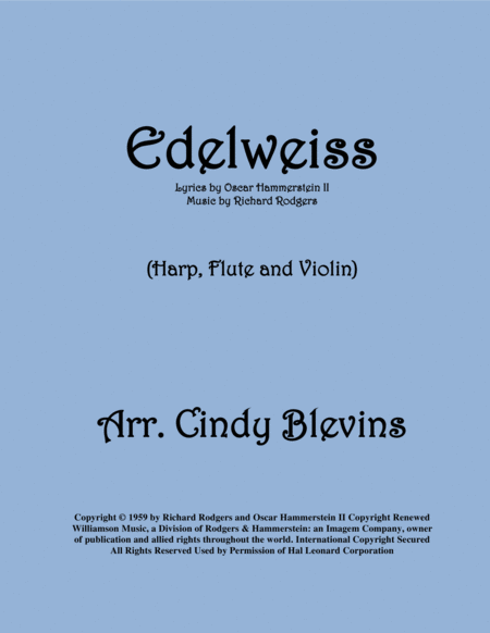 Edelweiss Arranged For Harp Flute And Violin Sheet Music