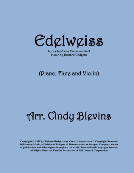 Free Sheet Music Edelweiss Arranged For Piano Flute And Violin