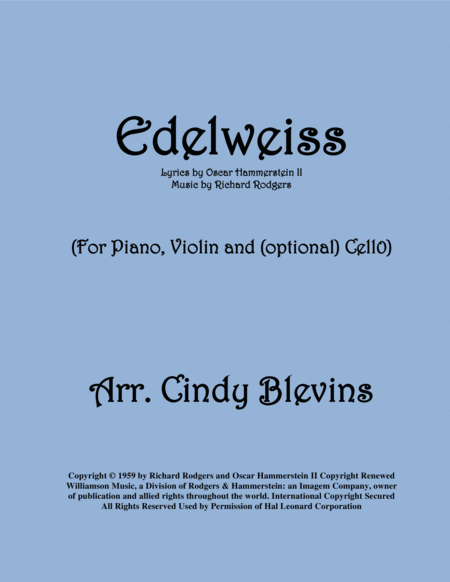 Edelweiss Arranged For Piano Violin And Optional Cello Sheet Music