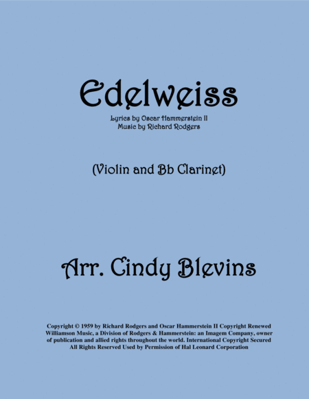 Edelweiss Arranged For Violin And Bb Clarinet Sheet Music