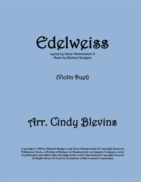 Free Sheet Music Edelweiss Arranged For Violin Duet
