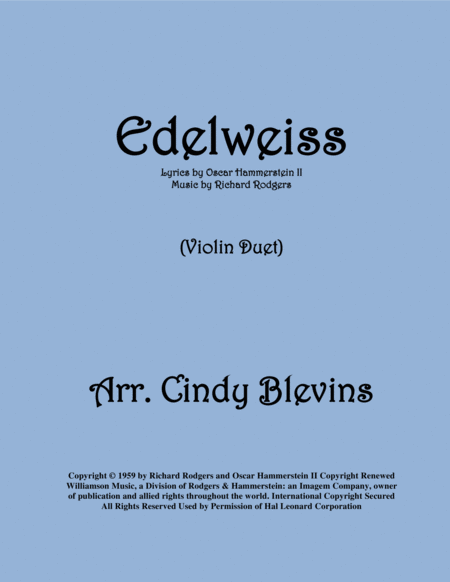 Edelweiss Arranged For Violin Duet Sheet Music