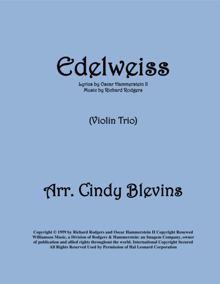 Edelweiss Arranged For Violin Trio Sheet Music