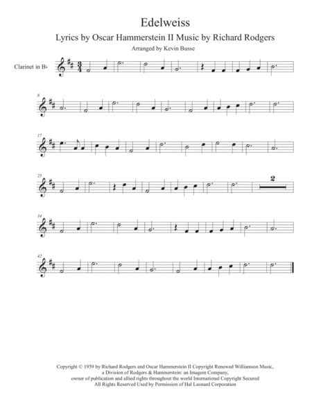 Edelweiss Clarinet Sheet Music