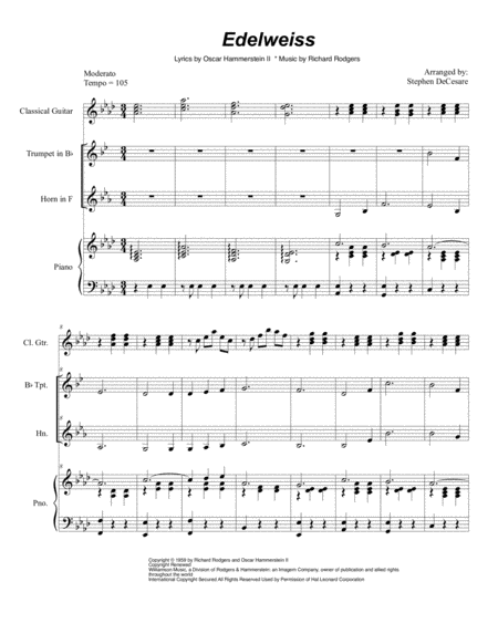 Free Sheet Music Edelweiss Duet For Bb Trumpet And French Horn