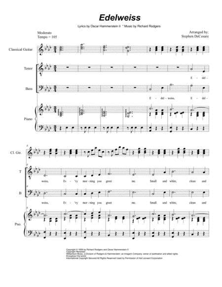 Free Sheet Music Edelweiss Duet For Tenor And Bass Solo