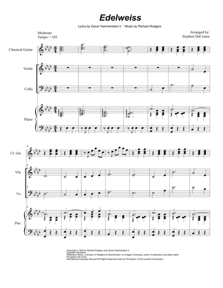 Edelweiss Duet For Violin And Cello Sheet Music