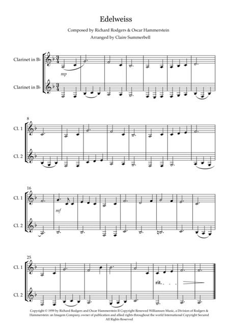 Edelweiss Easy Clarinet Duet Sheet Music