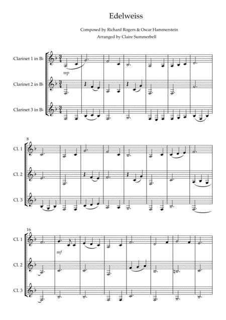 Edelweiss Easy Clarinet Trio Sheet Music