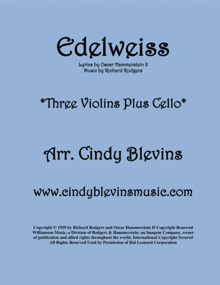 Free Sheet Music Edelweiss For Three Violins And Cello