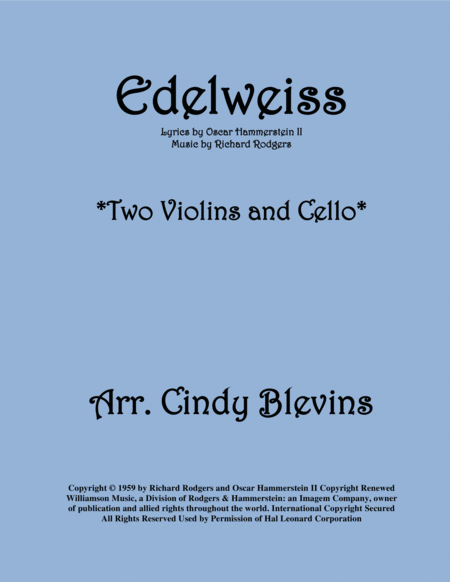 Free Sheet Music Edelweiss For Two Violins And Cello