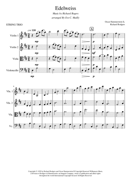 Edelweiss From Sound Of Music String Trio Sheet Music