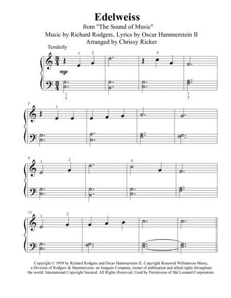 Edelweiss From The Sound Of Music Beginner Big Note Piano Sheet Music