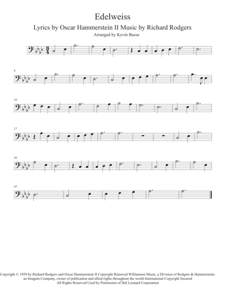 Edelweiss Original Key Cello Sheet Music