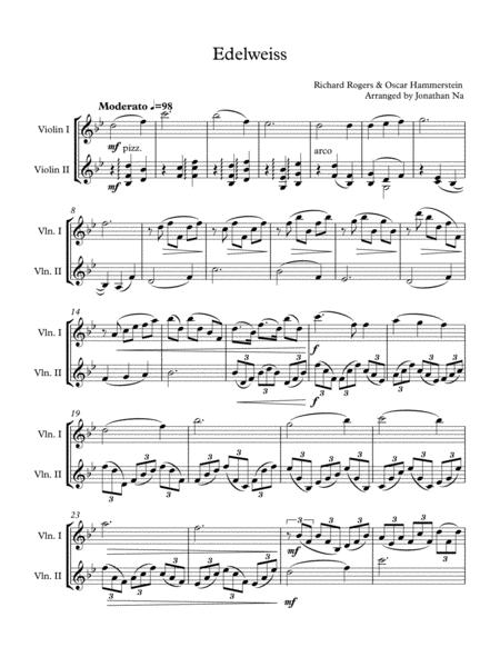 Free Sheet Music Edelweiss Violin Duet