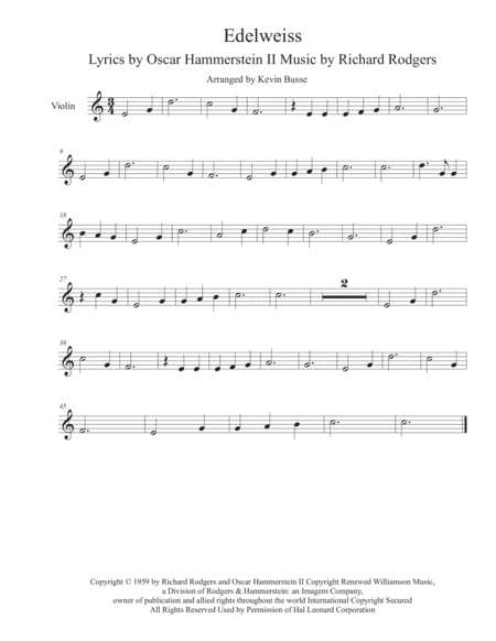 Edelweiss Violin Sheet Music