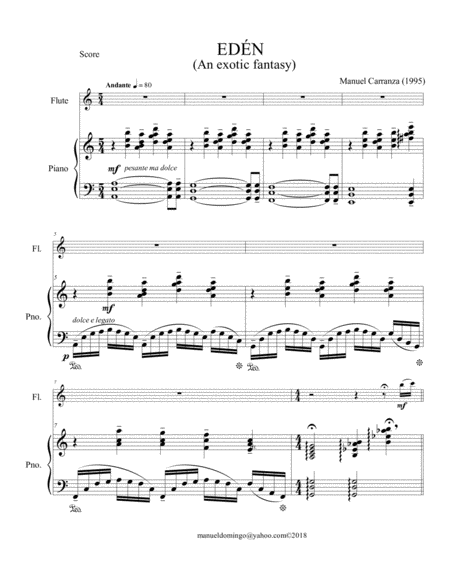 Eden An Exotic Fantasy For Flute And Piano Sheet Music