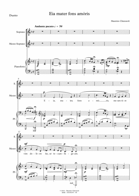 Free Sheet Music Eia Mater Fons Amoris