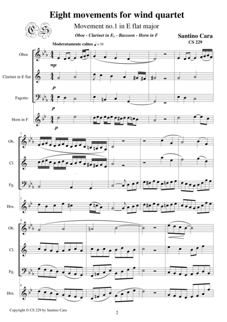 Eight Movements For Wind Quartet Cs229 Sheet Music