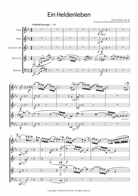 Ein Heldenleben For Wind Quintet Sheet Music