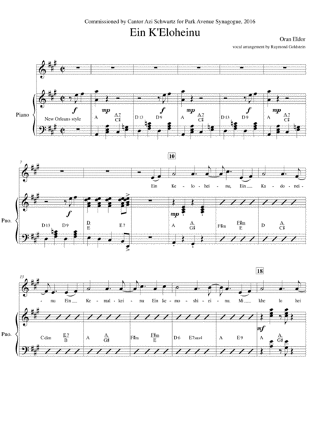 Free Sheet Music Ein K Eloheinu