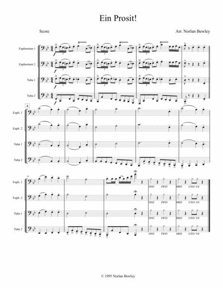 Free Sheet Music Ein Prosit Tuba Euphonium Quartet