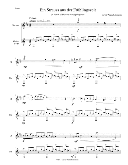 Ein Strauss Aus Der Frhlingszeit A Bunch Of Flowers From Springtime For Clarinet And Guitar Sheet Music