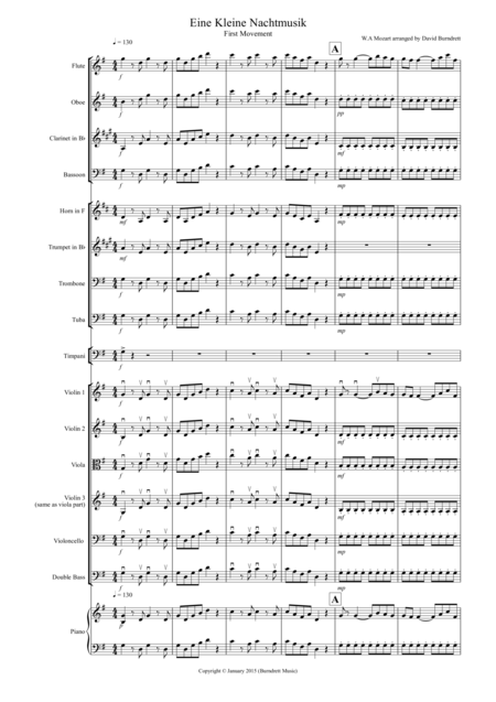 Free Sheet Music Eine Kleine 1st Movement For School Orchestra