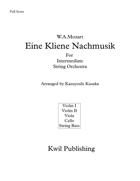 Eine Kleine Nachmusik For Intermediate String Orchestra Sheet Music