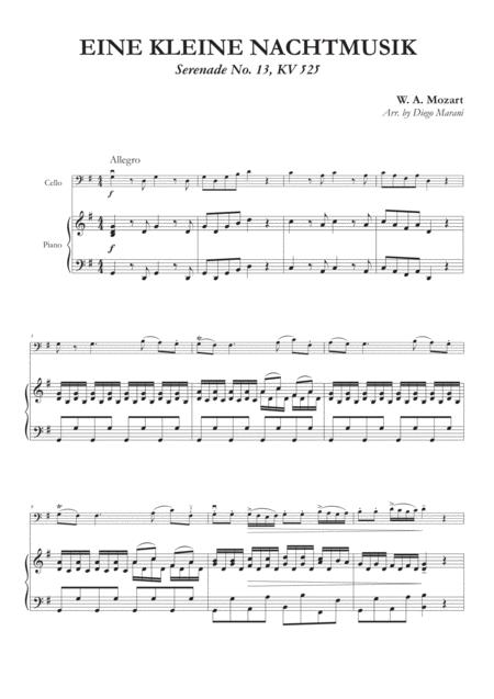 Eine Kleine Nachtmusik 1st Mov For Cello And Piano Sheet Music