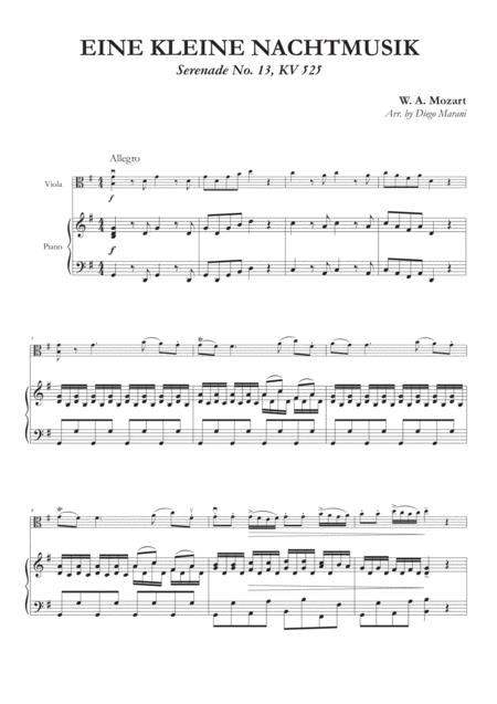 Free Sheet Music Eine Kleine Nachtmusik 1st Mov For Viola And Piano