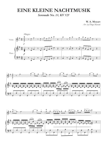 Free Sheet Music Eine Kleine Nachtmusik 1st Mov For Violin And Piano