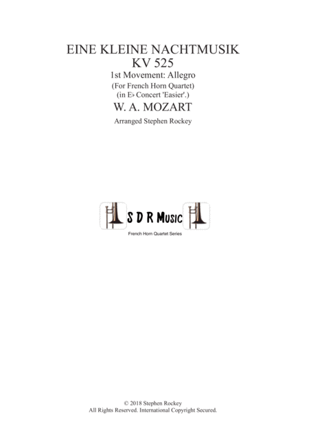 Eine Kleine Nachtmusik 1st Movement Allegro For Horn Quartet In Eb Concert Pitch Sheet Music