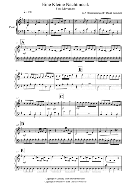 Eine Kleine Nachtmusik 1st Movement For Piano Solo Sheet Music