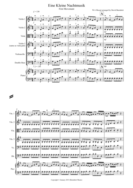 Eine Kleine Nachtmusik 1st Movement For String Orchestra Sheet Music