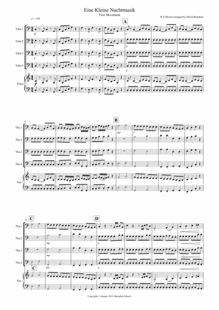 Eine Kleine Nachtmusik 1st Movement For Tuba Quartet Sheet Music