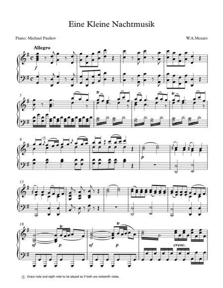 Free Sheet Music Eine Kleine Nachtmusik First Movement