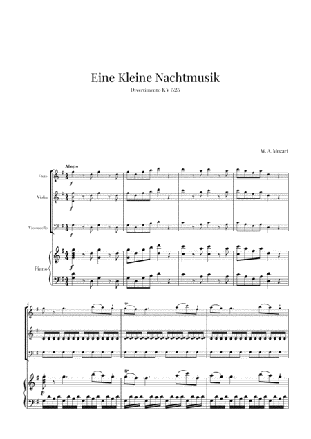 Eine Kleine Nachtmusik For Flute Violin Cello And Piano Sheet Music