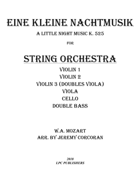 Eine Kleine Nachtmusik For String Orchestra Sheet Music