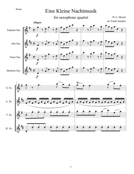 Eine Kleine Nachtmusik Menuet Allegro Sheet Music