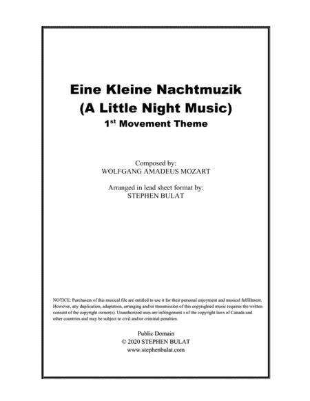 Eine Kleine Nachtmusik Mozart Lead Sheet In Original Key Of G Sheet Music